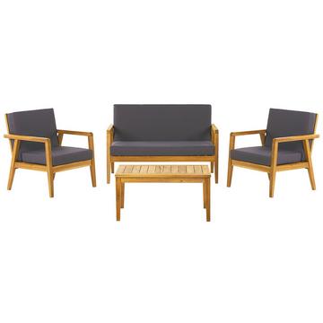 Lounge Set mit Tisch aus Akazienholz Retro PALLANO