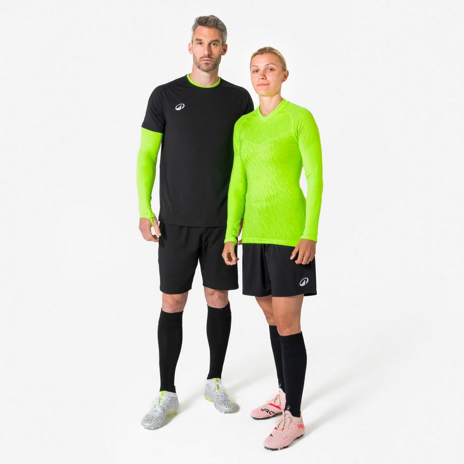 KIPSTA  Sous-maillot de foot thermique seamless manches longues mixte, Keepdry jaune flu 