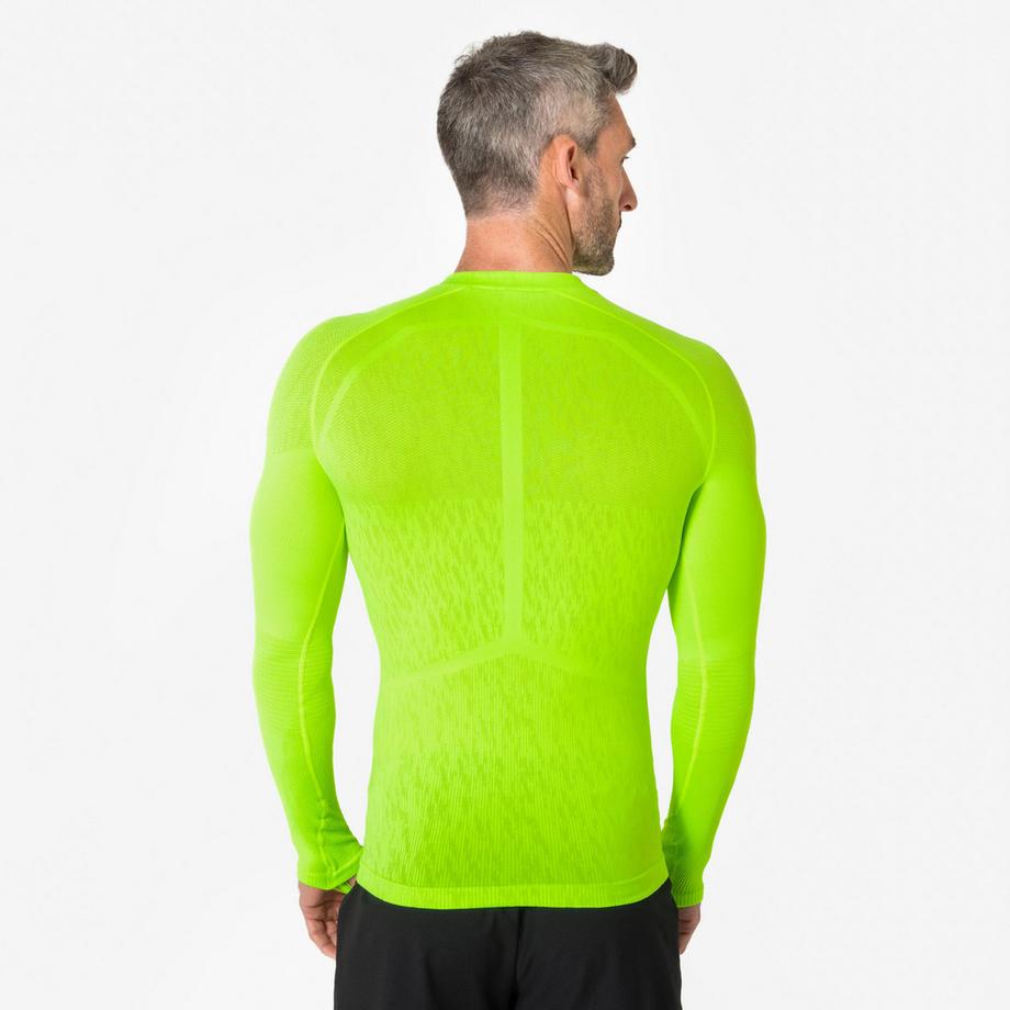 KIPSTA  Sous-maillot de foot thermique seamless manches longues mixte, Keepdry jaune flu 