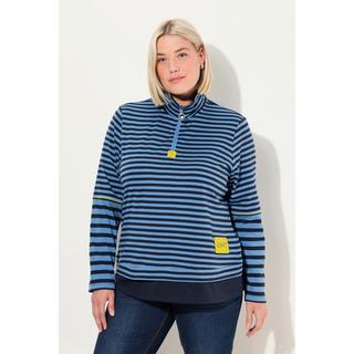 Ulla Popken  Maglia classica con mix di righe, collo polo e maniche lunghe 