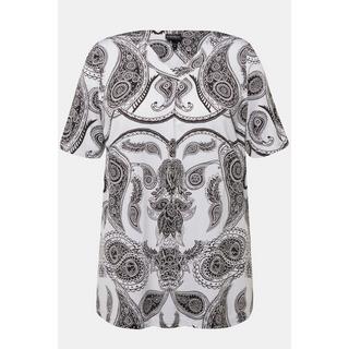 Ulla Popken  Maglia in tessuto fluente con Paisley, scollo a V e mezze maniche 