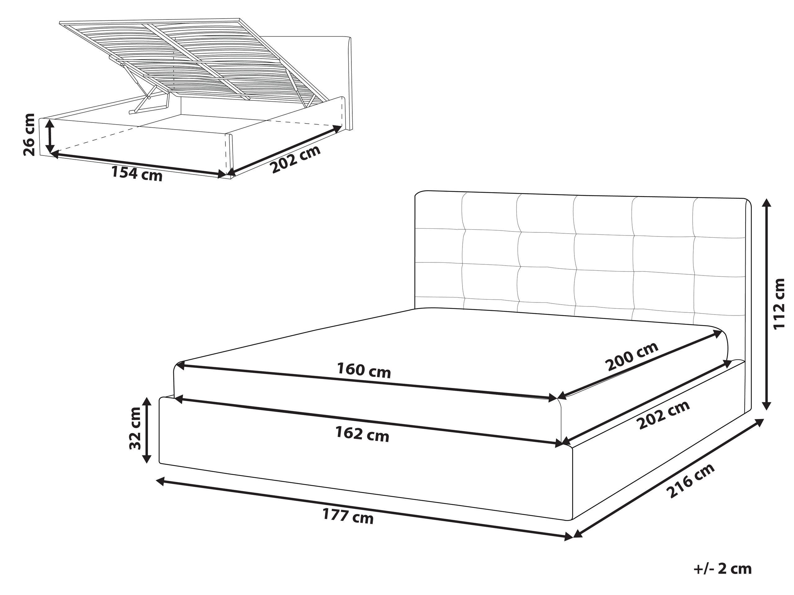 Beliani Bett mit Bettkasten aus Samtstoff Modern LORIENT  