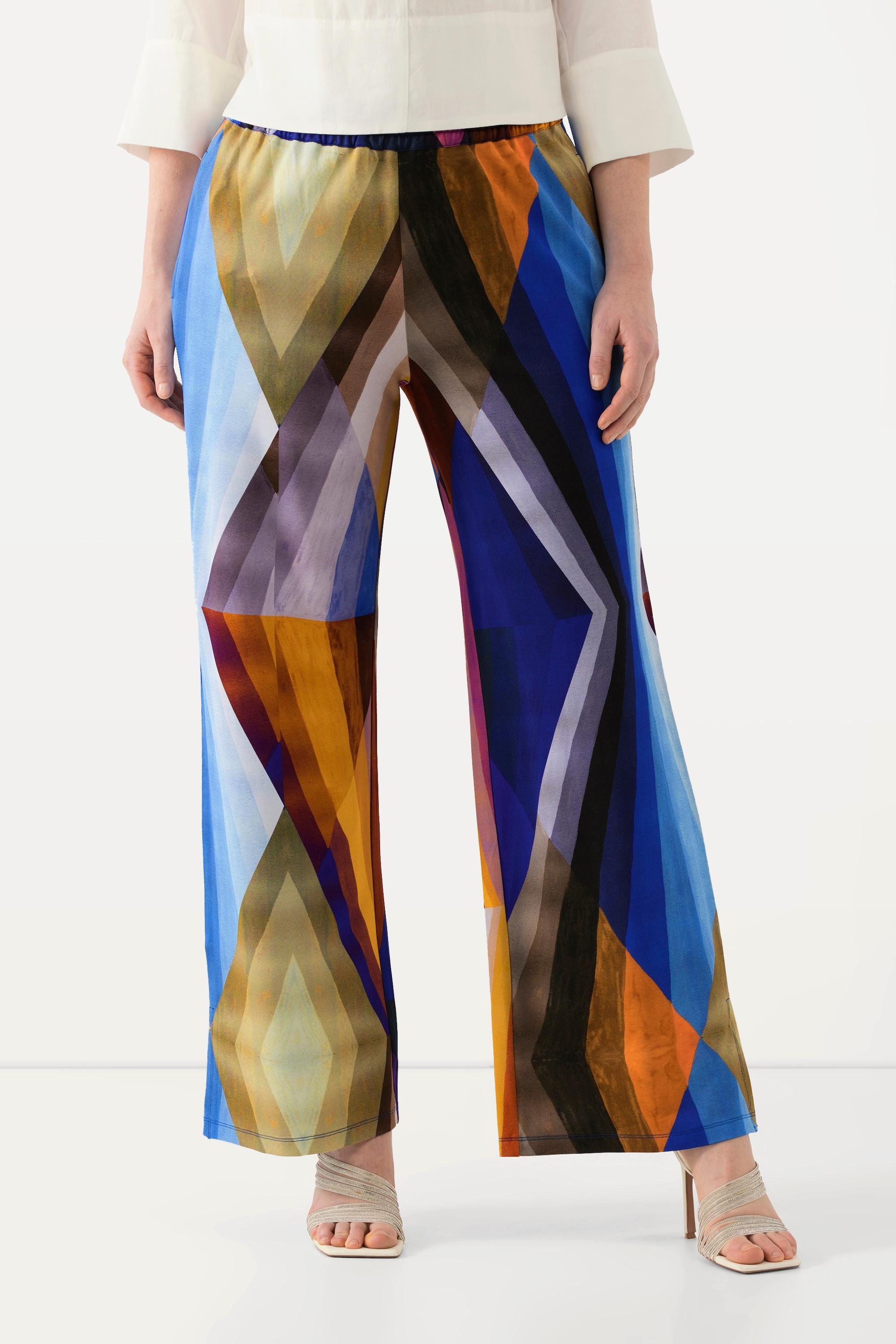 Ulla Popken  Slinkyhose, geometrisch, weites Bein, Elastikbund 