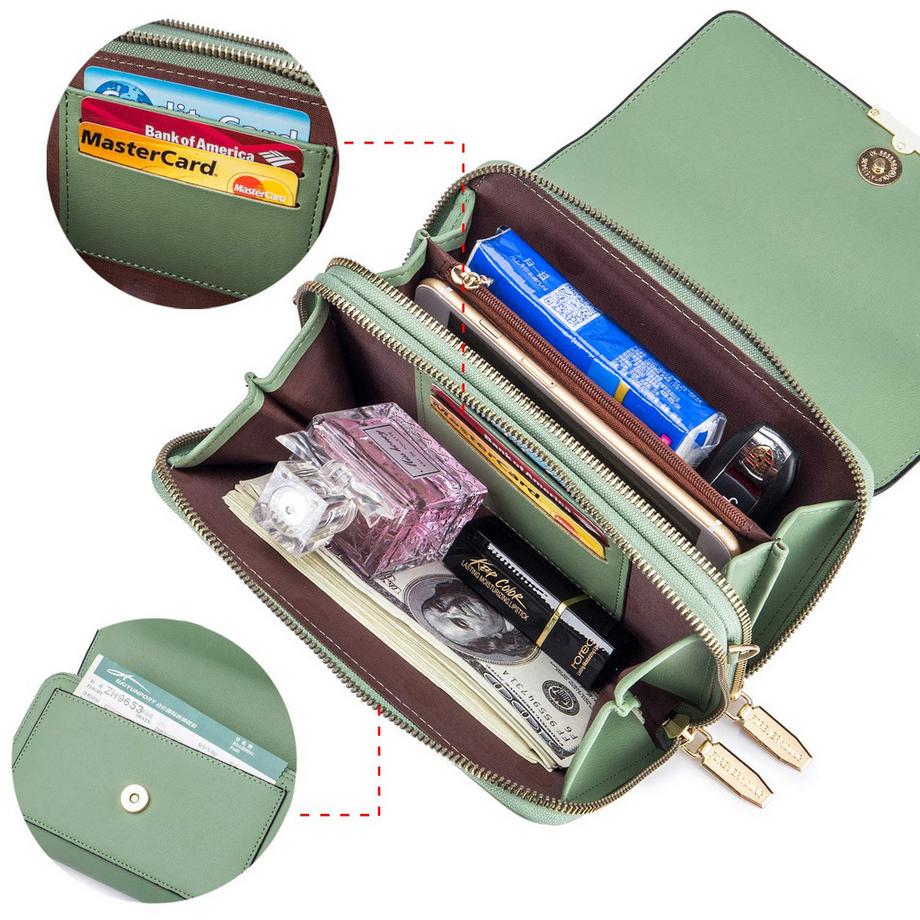 Only-bags.store Sac Bandoulière Crossbody en Cuir PU Porte Passeport Téléphone avec Fente pour Carte Bandoulière Réglable Détachable  