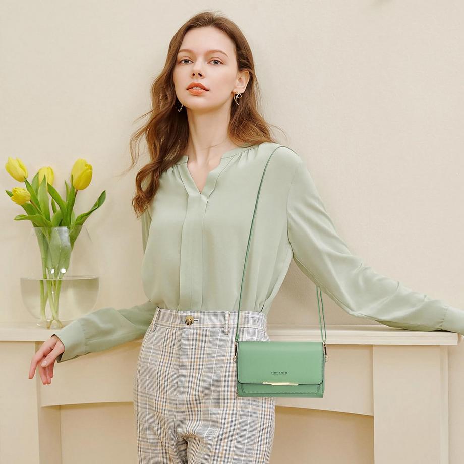 Only-bags.store Sac Bandoulière Crossbody en Cuir PU Porte Passeport Téléphone avec Fente pour Carte Bandoulière Réglable Détachable  