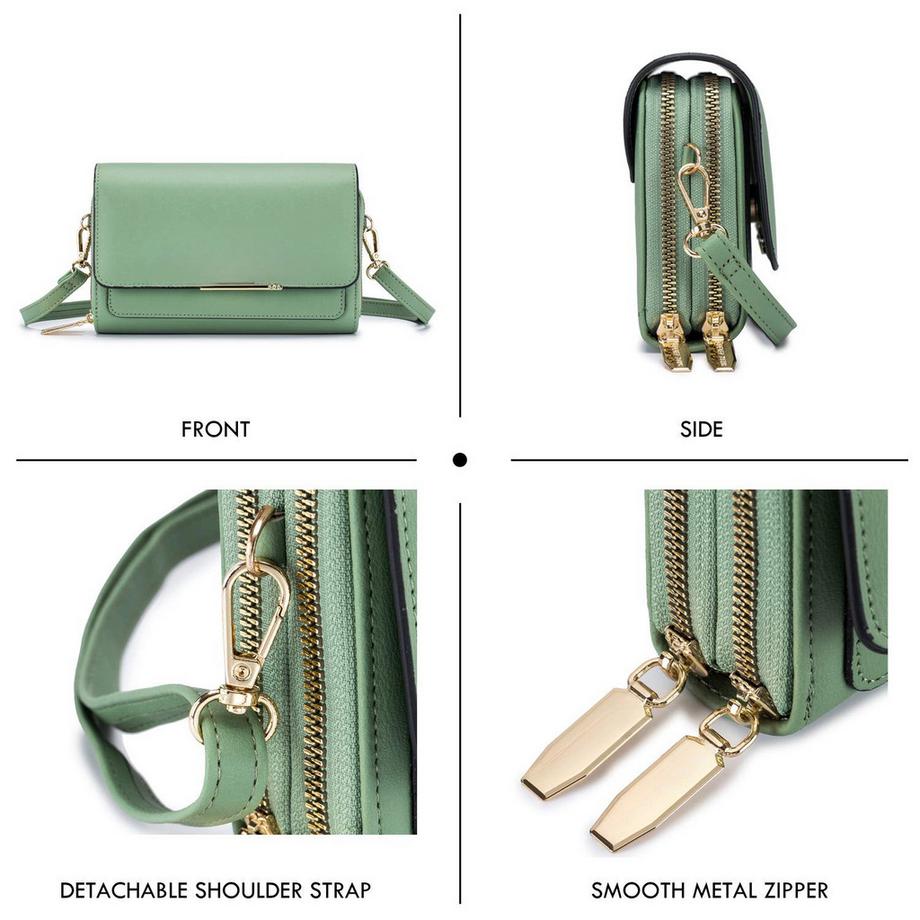 Only-bags.store Sac Bandoulière Crossbody en Cuir PU Porte Passeport Téléphone avec Fente pour Carte Bandoulière Réglable Détachable  