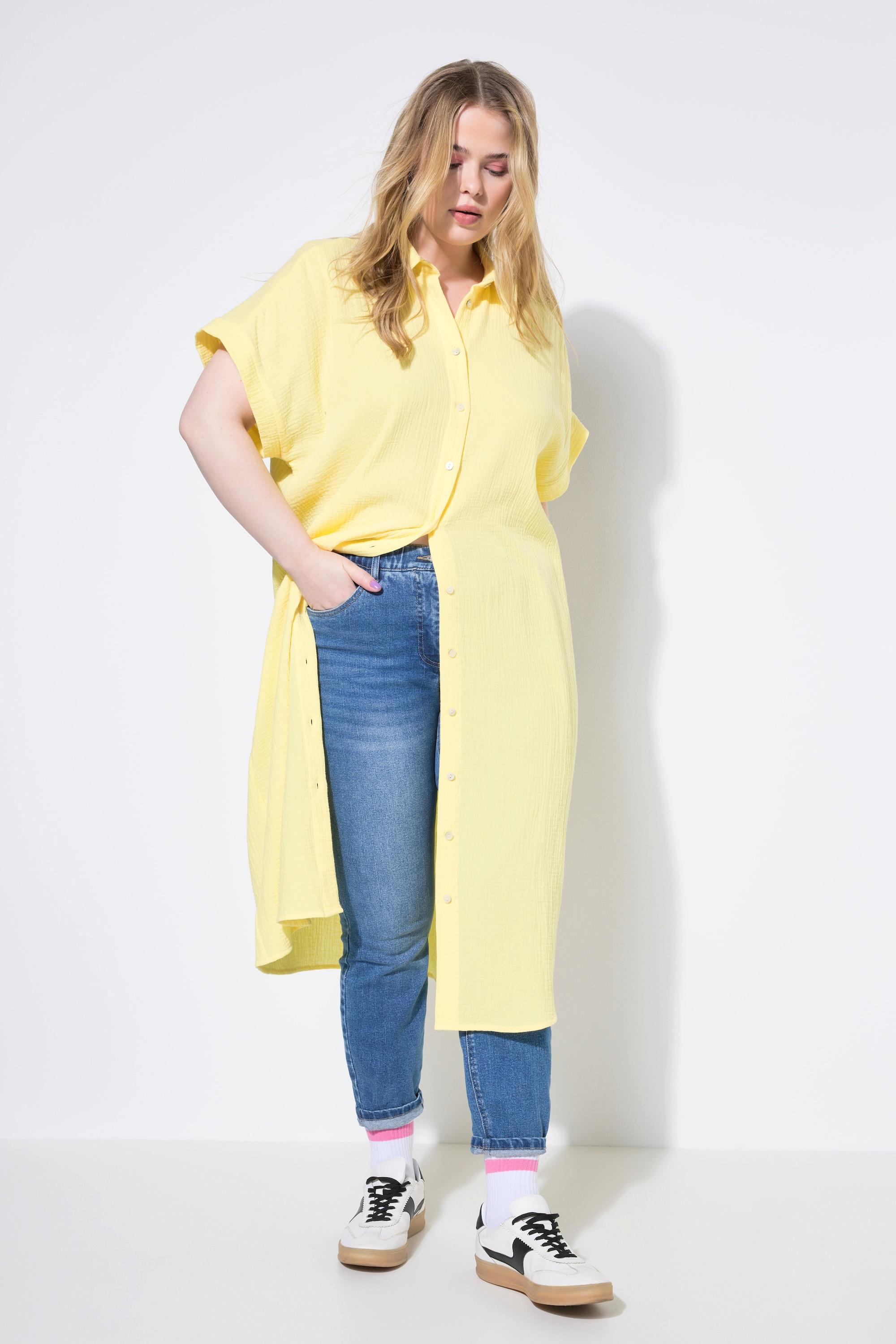 Studio Untold Longbluse Eggshape Musselin Halbarm  