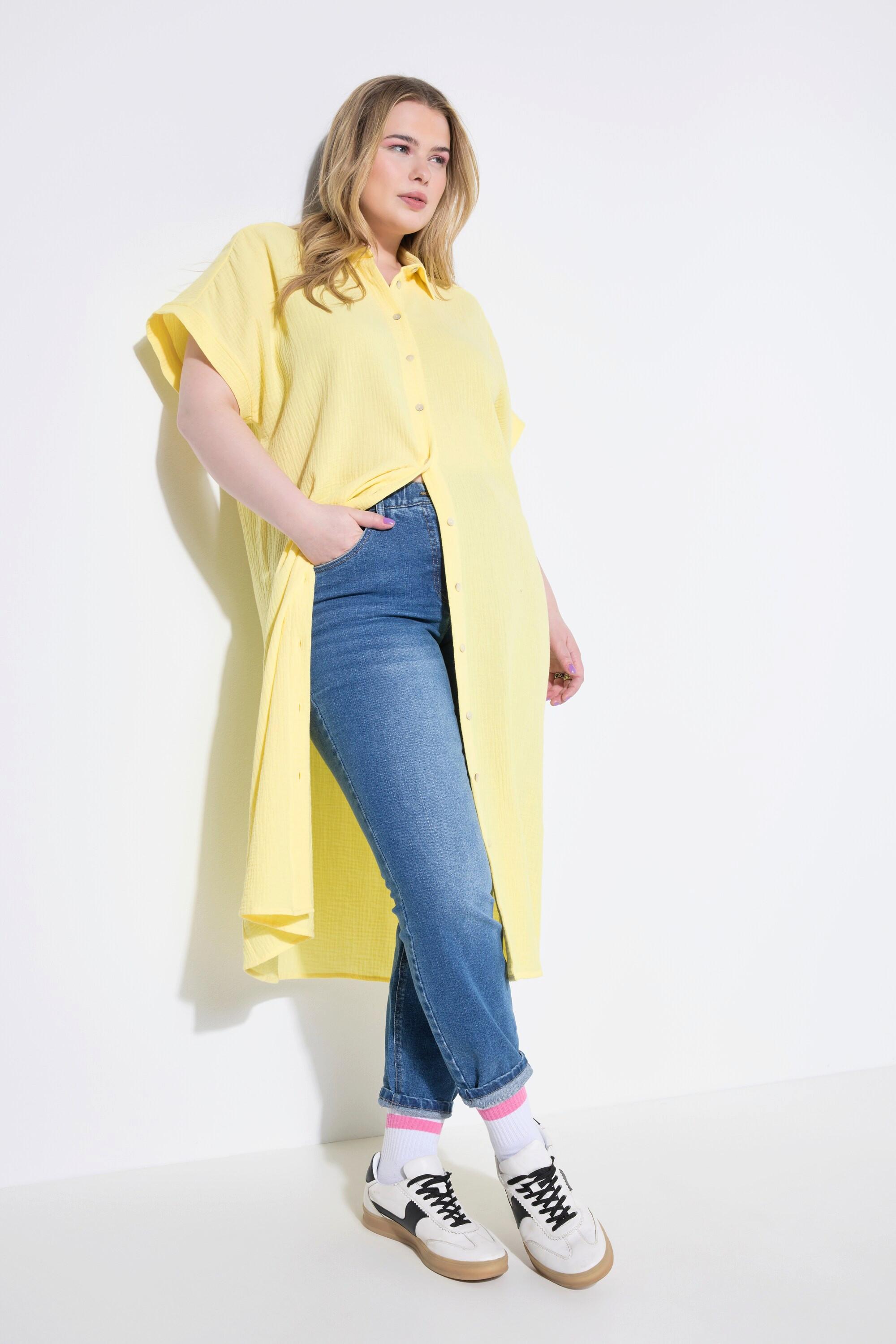 Studio Untold Longbluse Eggshape Musselin Halbarm  