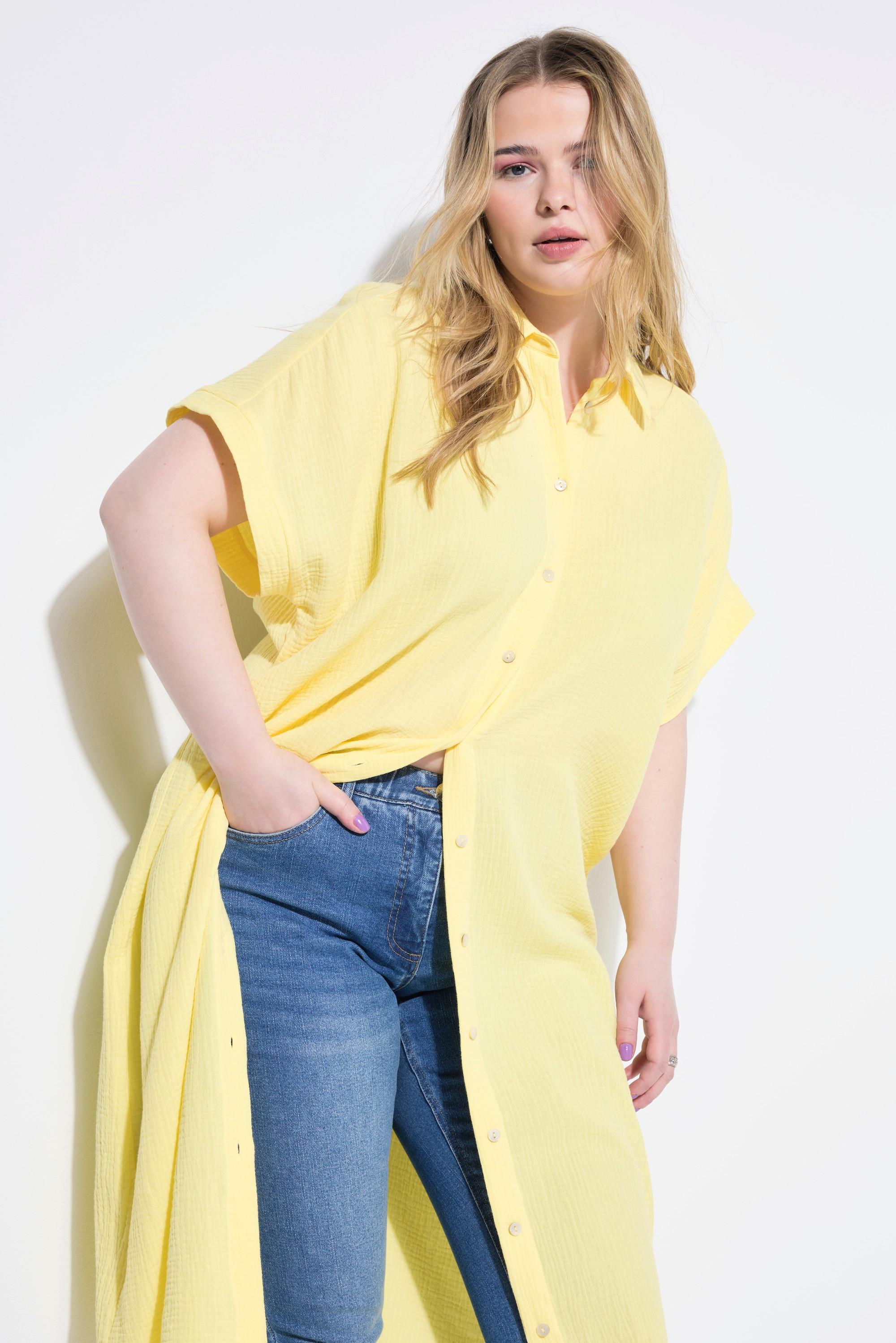 Studio Untold Longbluse Eggshape Musselin Halbarm  