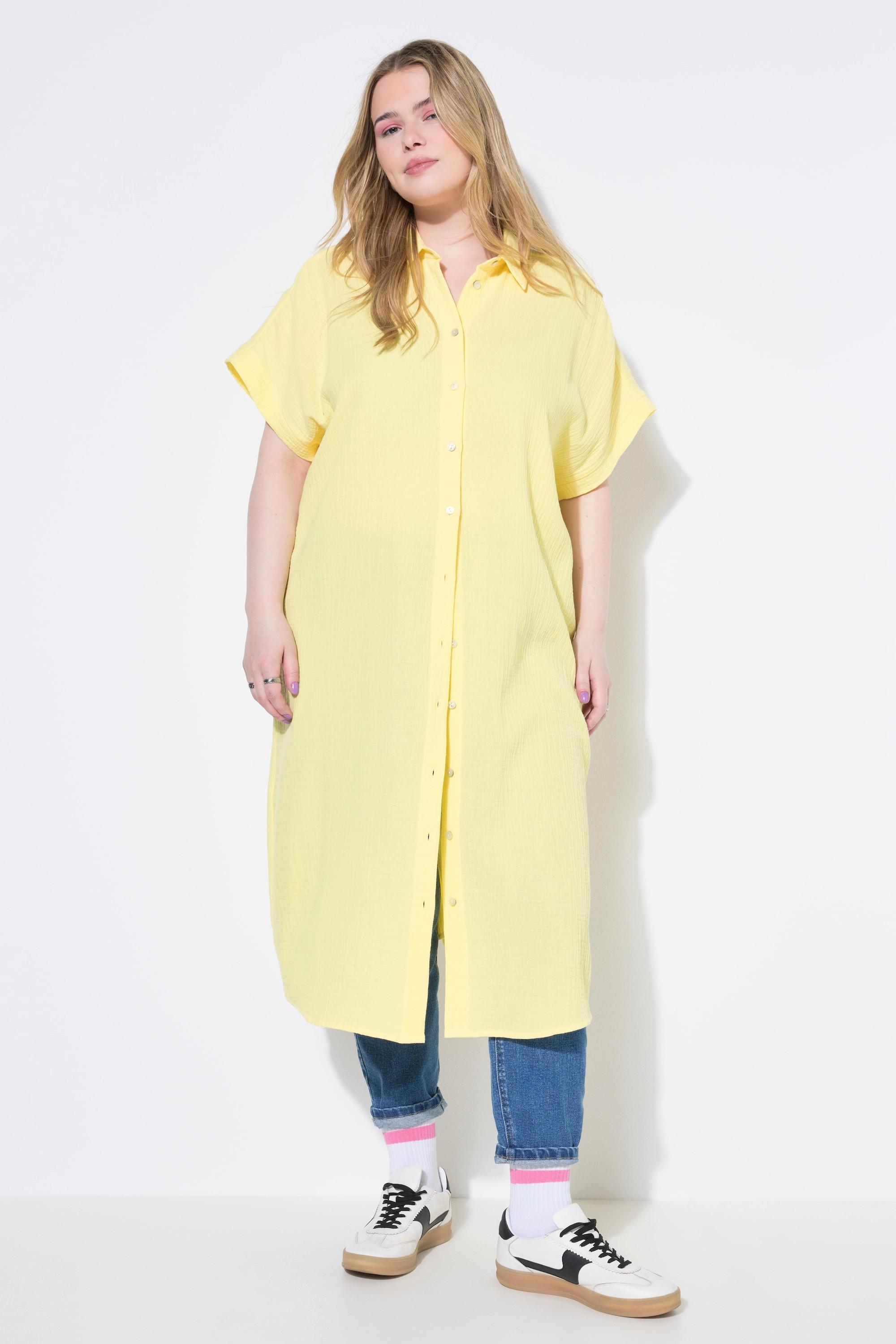 Studio Untold Longbluse Eggshape Musselin Halbarm  