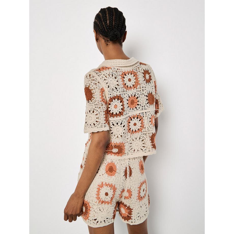 APRICOT Top Bouton Col Crochet  