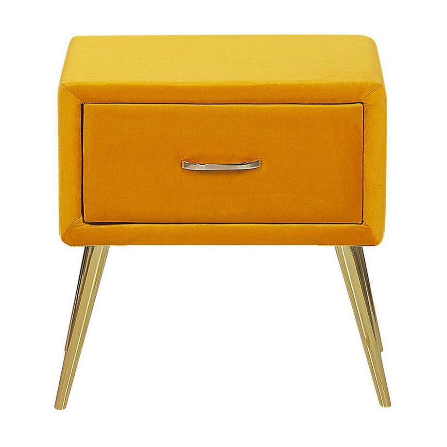 Beliani Nachttisch mit 1 Schublade aus Samtstoff Glamourös FLAYAT  