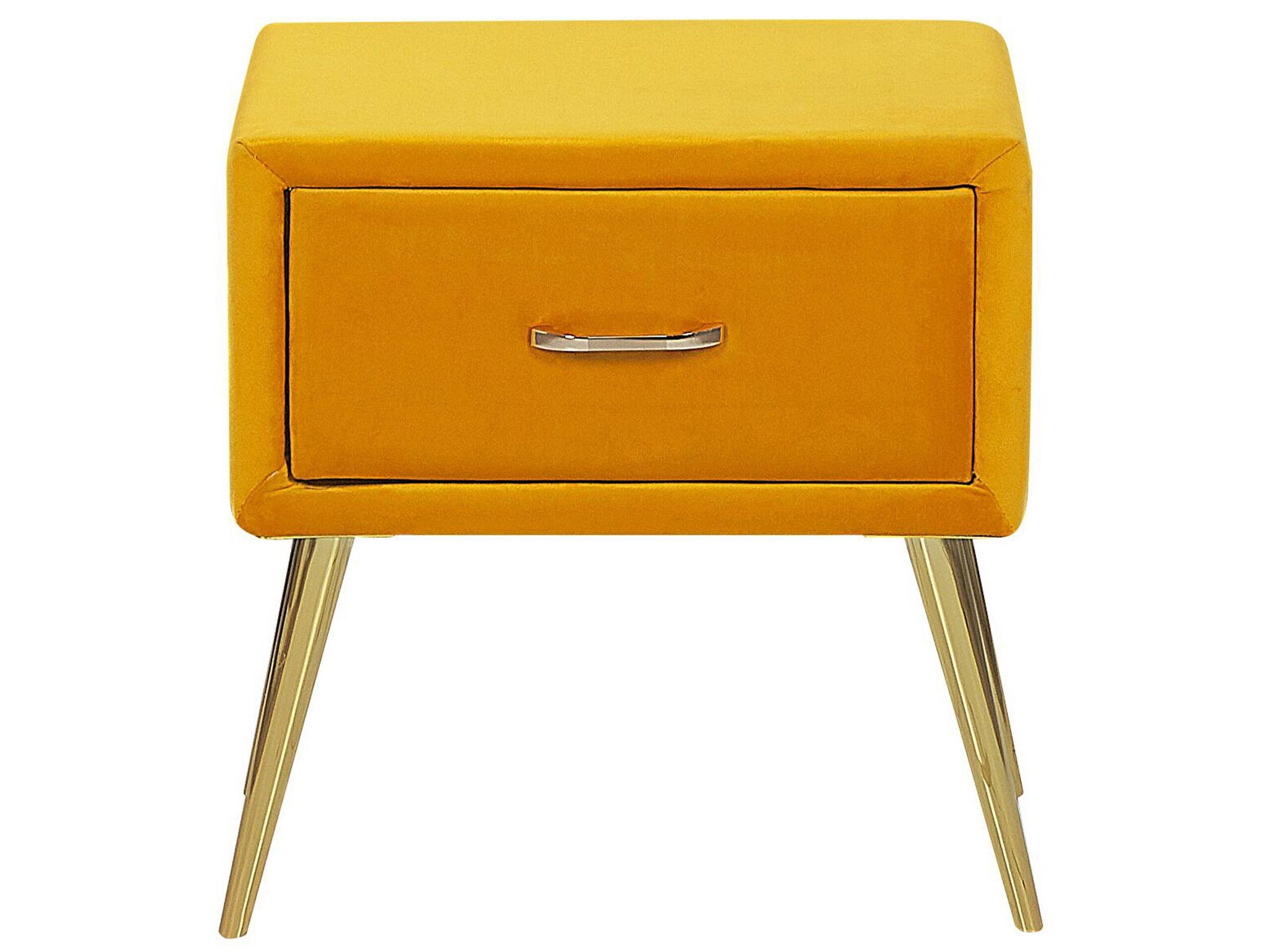 Beliani Table de nuit à 1 tiroir en Velours Glamour FLAYAT  