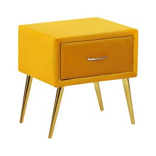 Beliani Table de nuit à 1 tiroir en Velours Glamour FLAYAT  