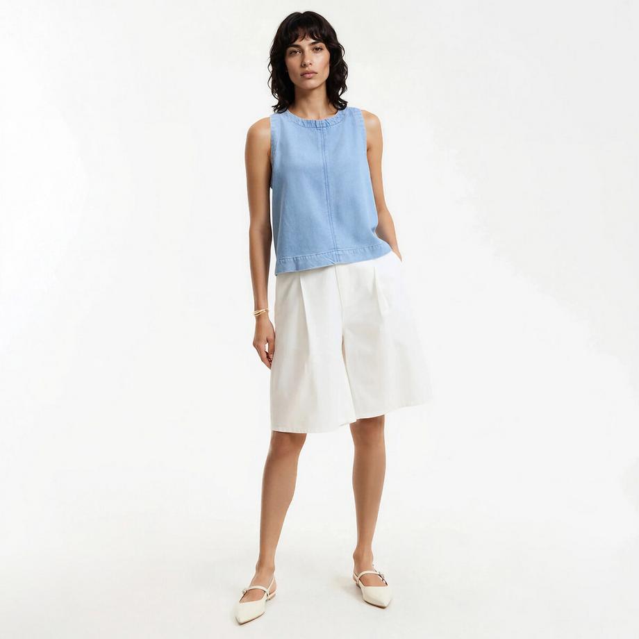 La Redoute Collections Ärmelloses Denim Rundhals Top  