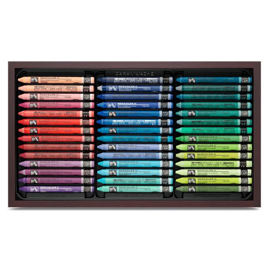 Caran d'Ache  Coffret en bois Neocolor II, 84 pastels 