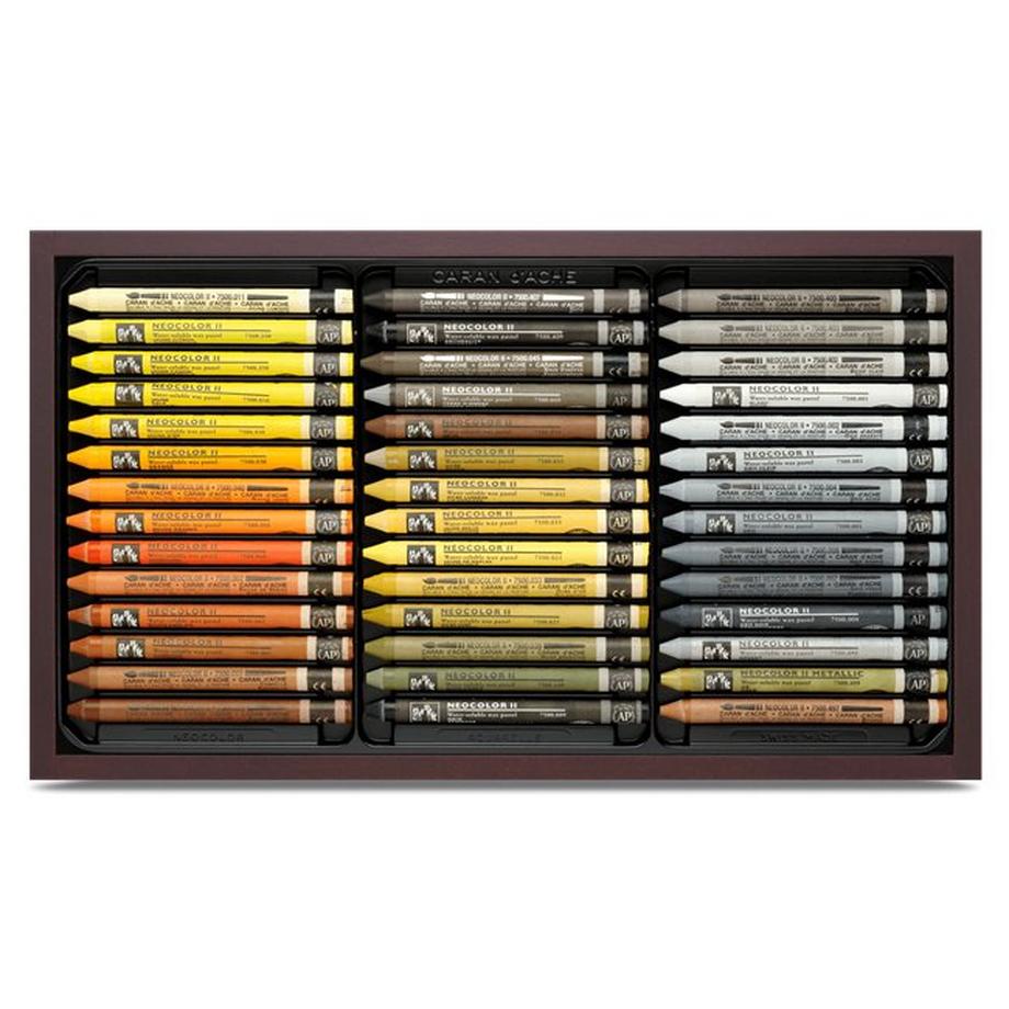 Caran d'Ache  Coffret en bois Neocolor II, 84 pastels 
