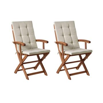 Set di 2 sedie da giardino con cuscini en Legno d'acacia Rustico MAUI PREMIUM