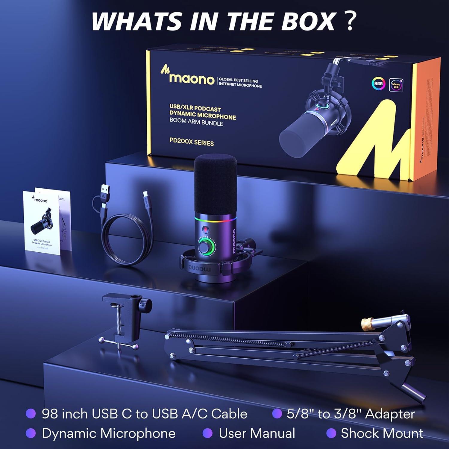 Maono  PD200XS USB/XLR Mikrofon und Mikrofonarm 