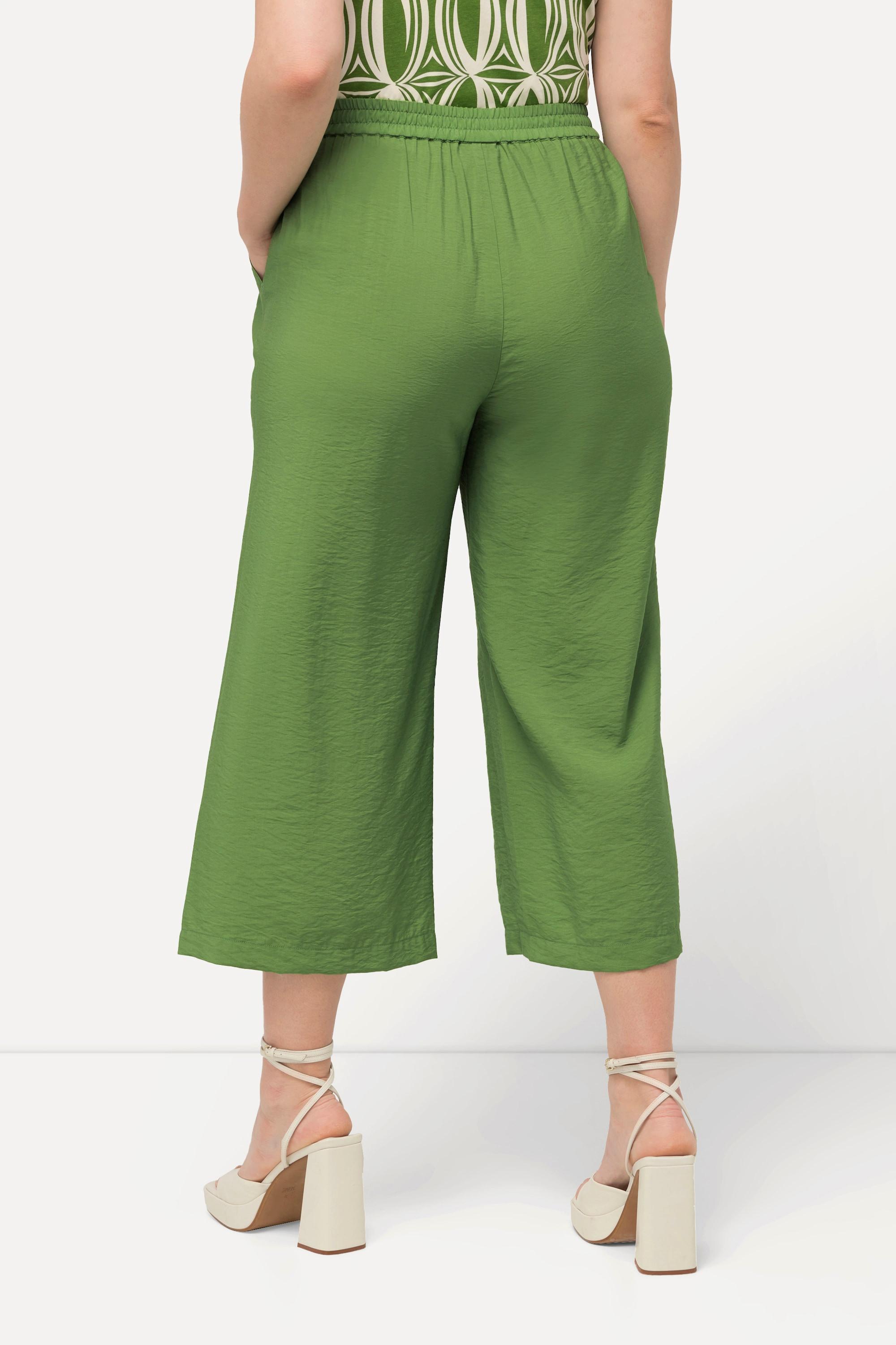 Ulla Popken  Jupe-culotte à jambe large et taille élastique, tissu à texture irrégulière 