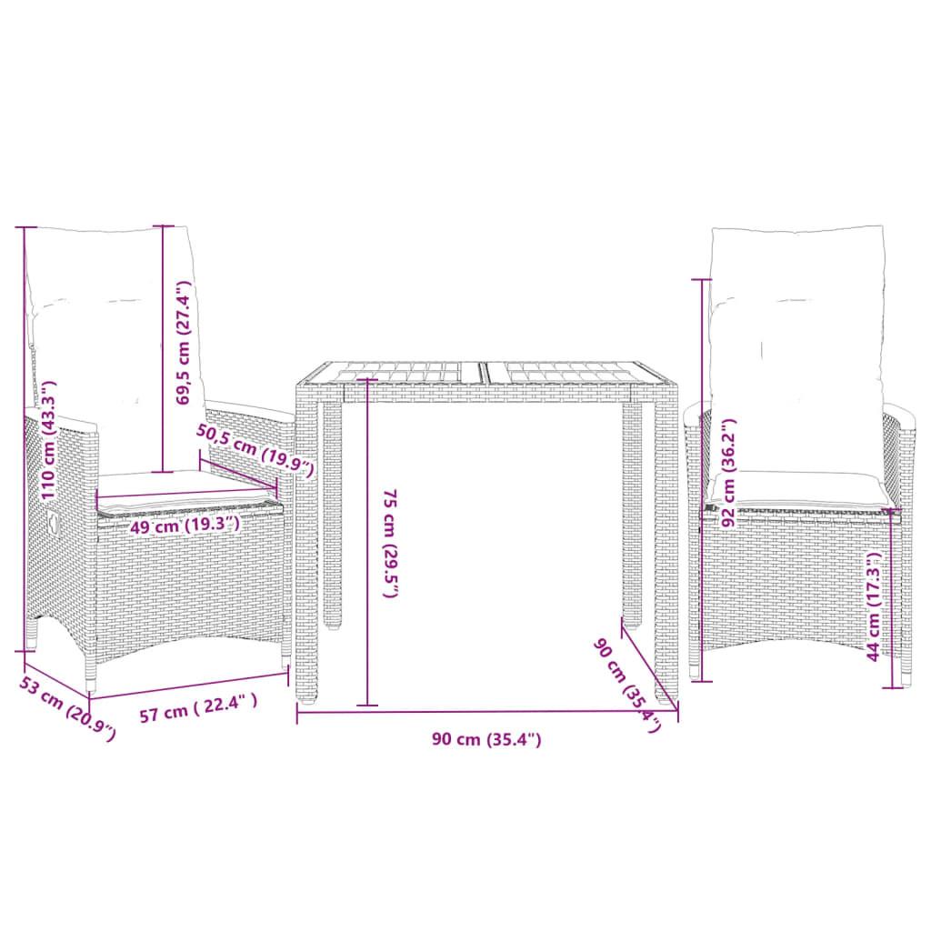 VidaXL Bistro set poly-rattan  