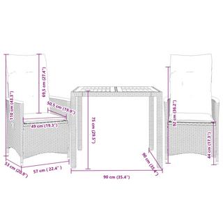 VidaXL Bistro set poly-rattan  