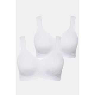 Ulla Popken  Mikrofaser-BH, 2er-Pack, ohne Bügel, vorgeformte Cups 