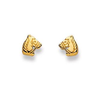 MUAU Schmuck  Clous d'oreilles cheval or jaune 750, 7mm 