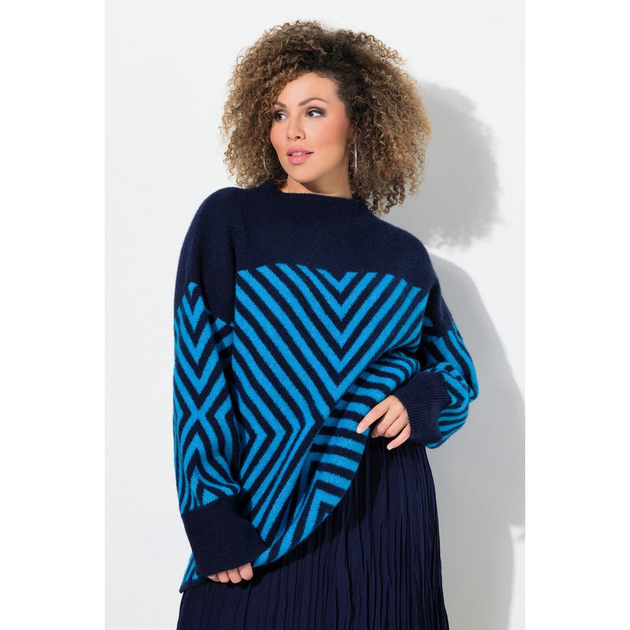 Ulla Popken Maglione motivo grafico collo alto maniche lunghe  