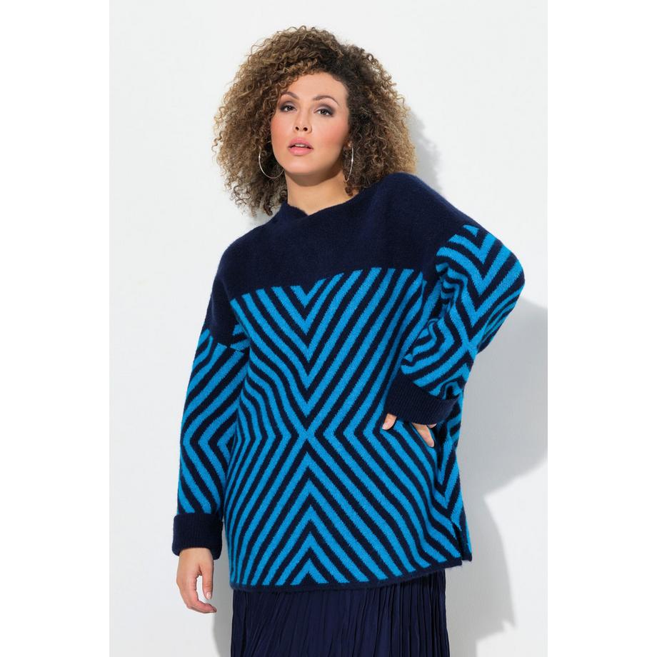 Ulla Popken Maglione motivo grafico collo alto maniche lunghe  