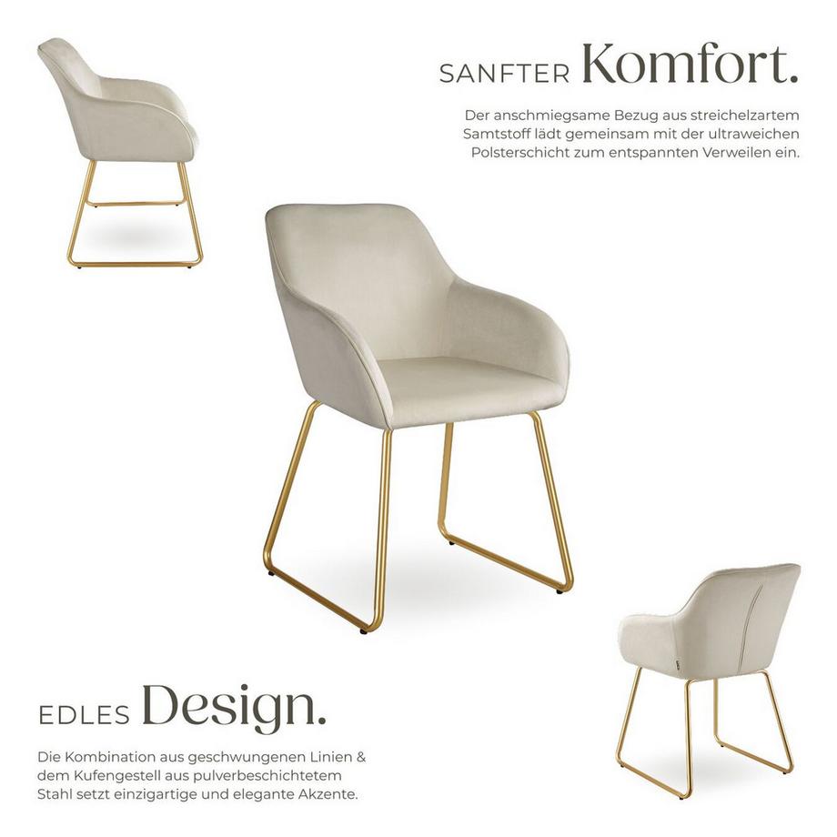 Tectake Esszimmerstuhl Jeane gepolstert, in Samtoptik höhenverstellbare Füße  