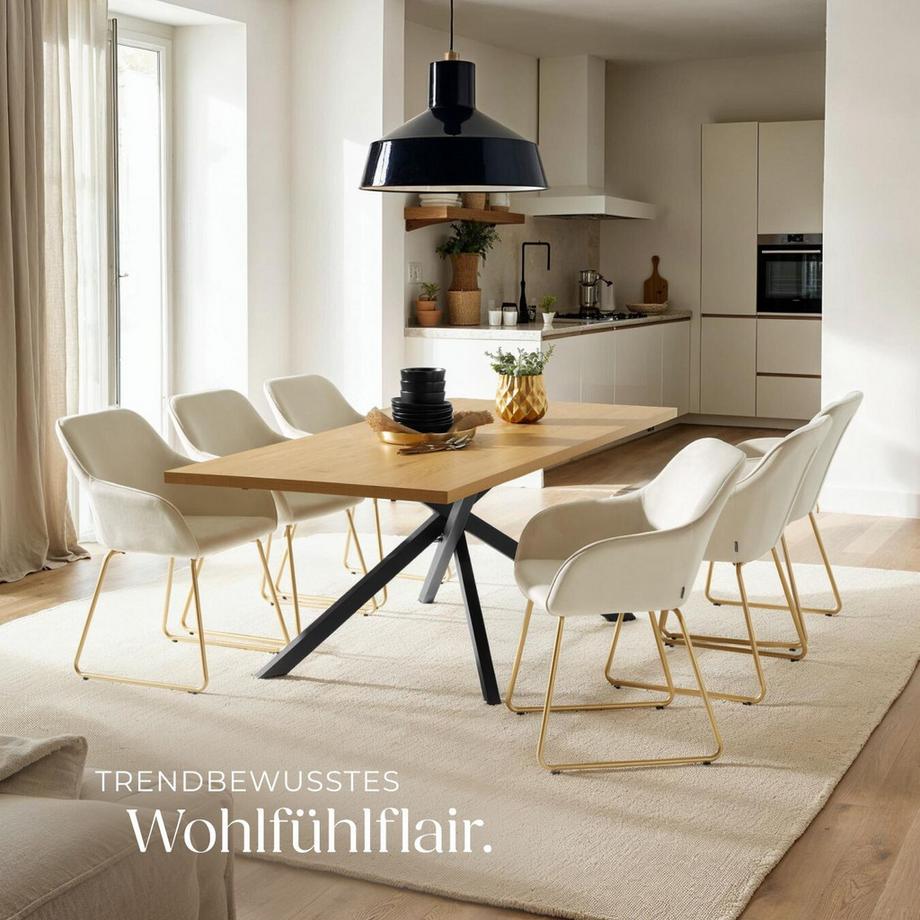 Tectake Sedia da pranzo Jeane Imbottita, effetto velluto  