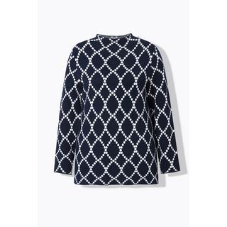 Ulla Popken  Pull jacquard à pois en maille, col montant et manches longues 