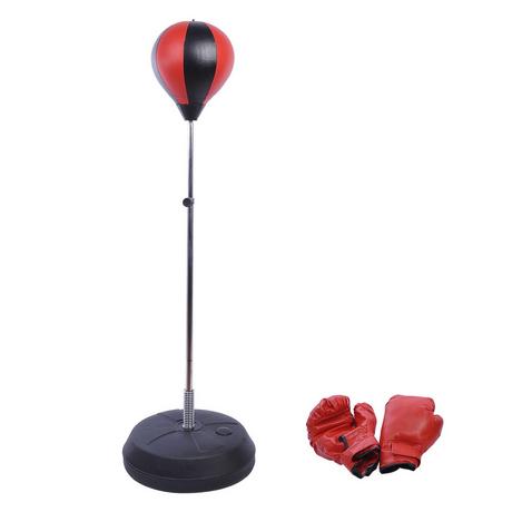 HOMCOM  Punching Ball Set Stand Box Hauteur Réglable 125-145 Cm Gants Pompe Professionnel Et Débutant 