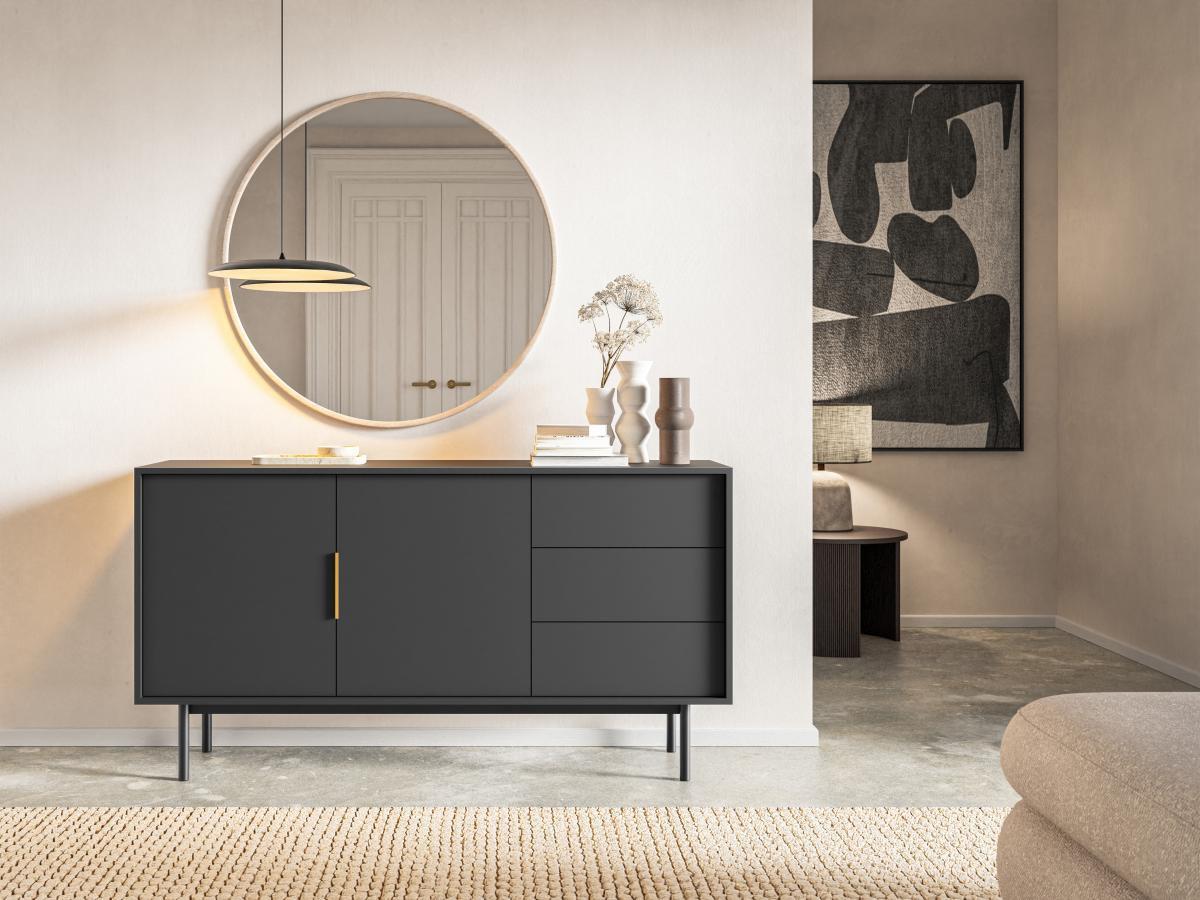 Vente-unique  Credenza con 2 ante e 3 cassetti Nero - DABRIANA 