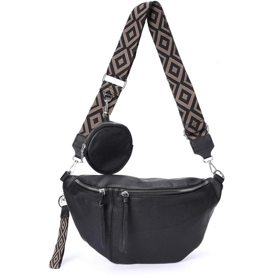 Umhängetasche, 3-in-1-Umhängetasche, Gürteltasche mit Reißverschluss und verstellbarem breiten Riemen