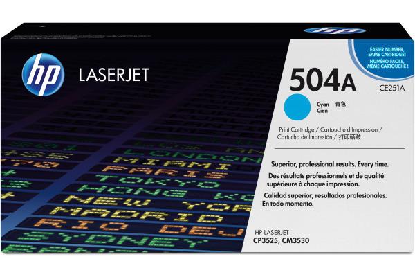 HEWLETT PACKARD  HP Toner-Modul 504A cyan CE251A Color LaserJet CP3525 7000 S. 