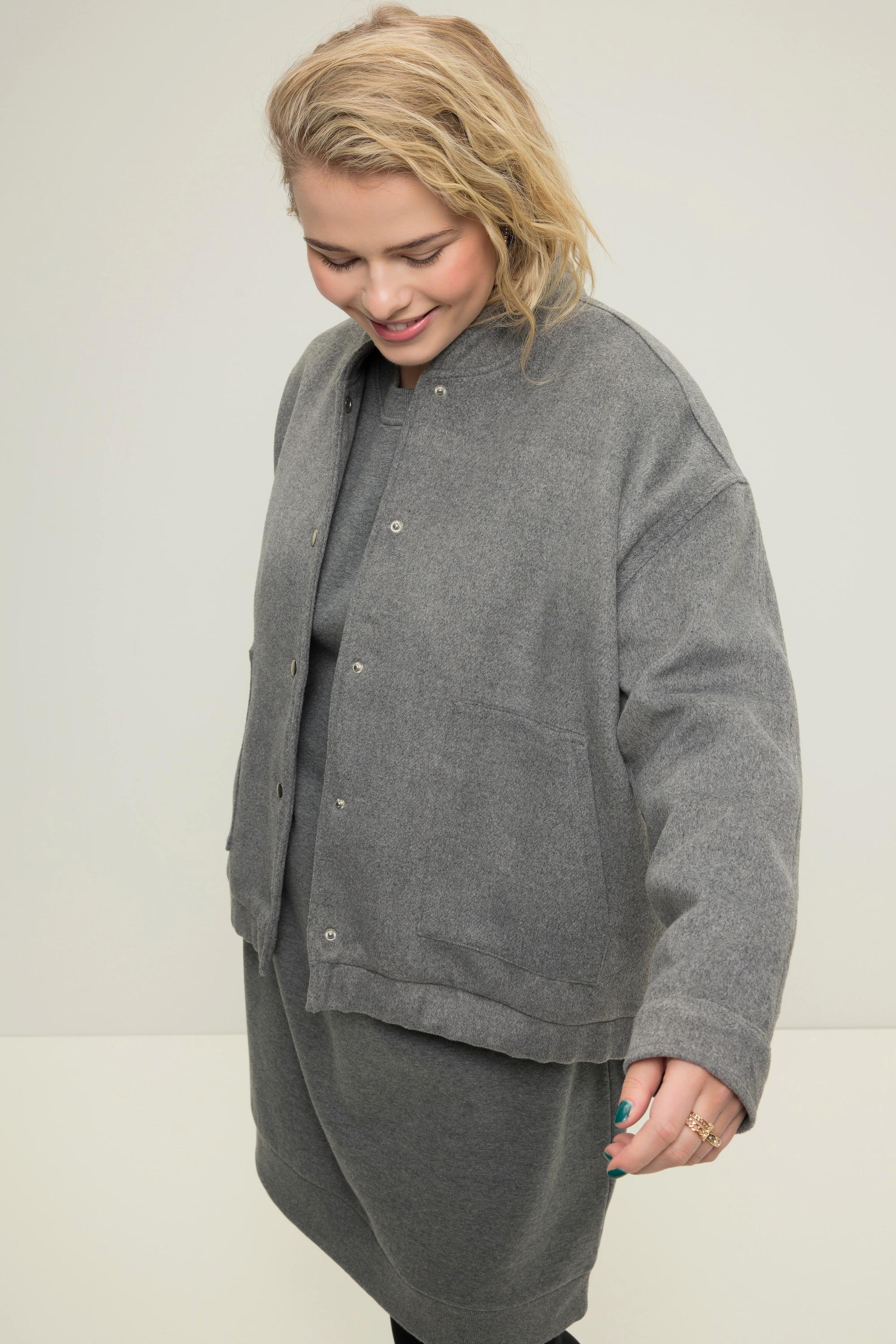 Studio Untold  Blouson, oversized, lainage, encolure style veste Teddy, ourlet élastique 