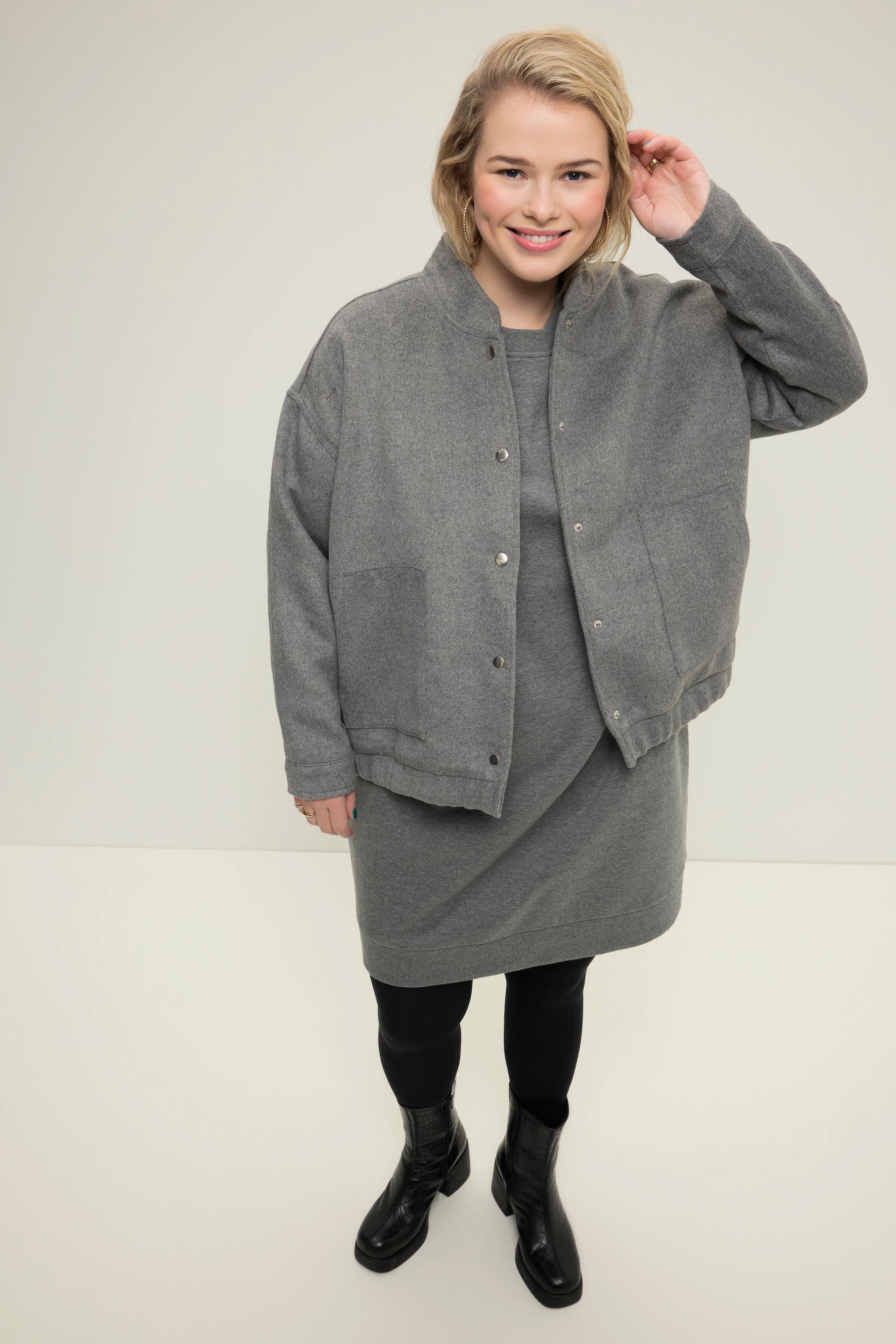 Studio Untold  Blouson, oversized, lainage, encolure style veste Teddy, ourlet élastique 