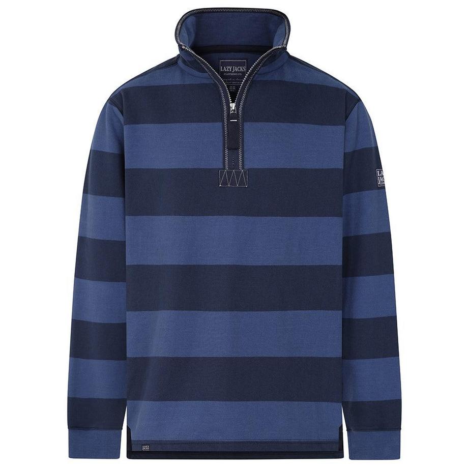 Lazy Jacks Sweatshirt rayé avec fermeture éclair courte  
