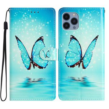 iPhone 15 Pro - Coque Papillon bleu avec lanière