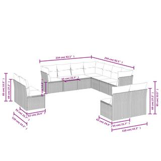 VidaXL Ensemble de canapés de jardin rotin synthétique  