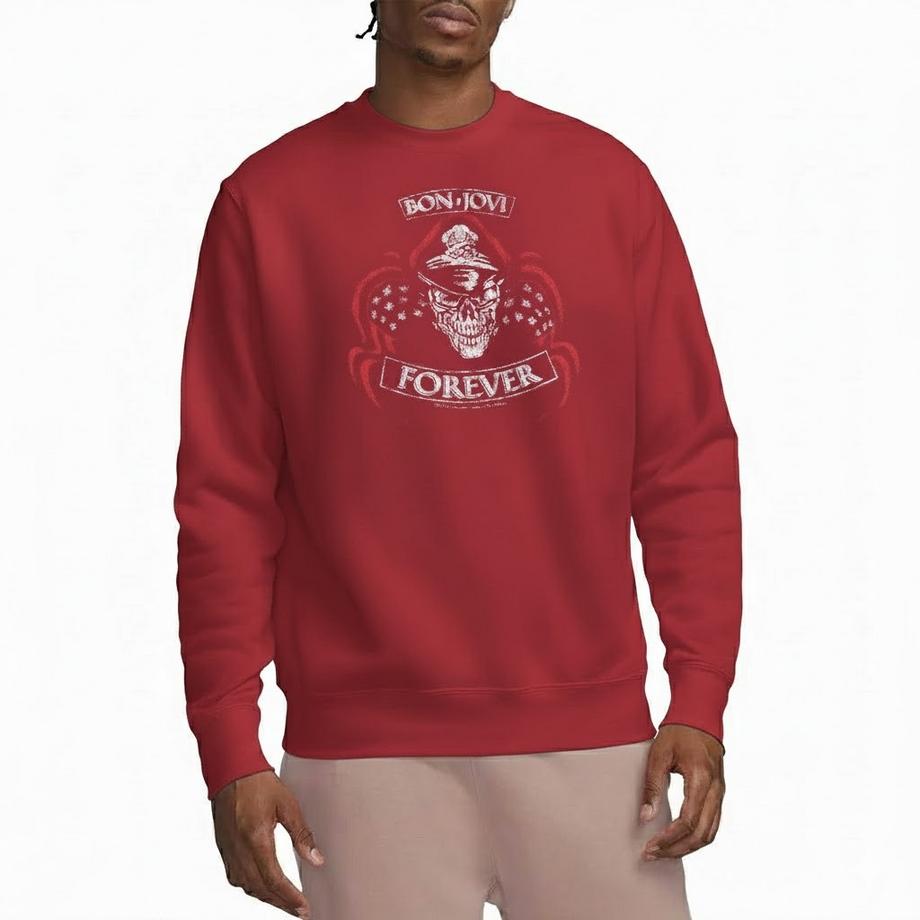 Bon Jovi Forever Skull Grafik Sweatshirt  
