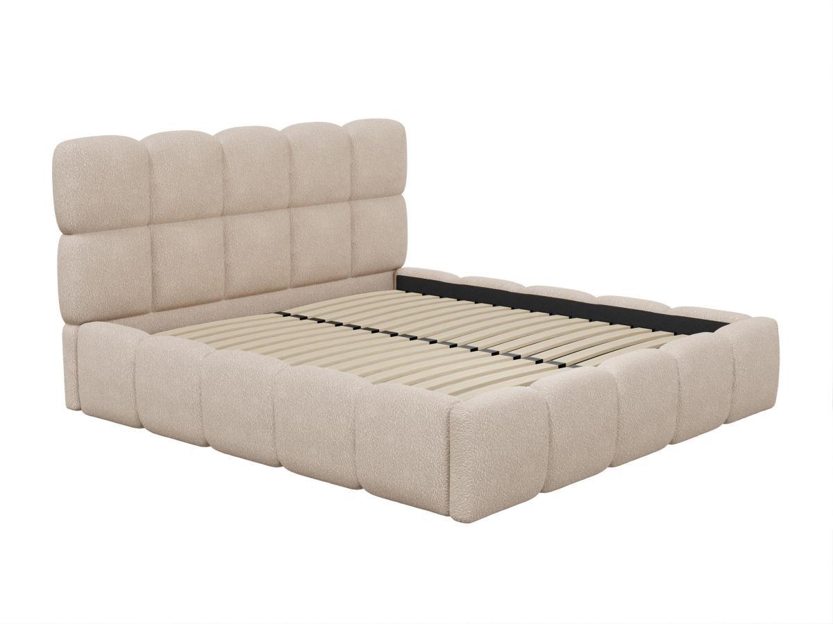 PASCAL MORABITO Bett mit Bettkasten & Bettkopfteil - 160 x 200 cm - Bouclé-Stoff - Beige - DAMADO von Pascal Morabito  