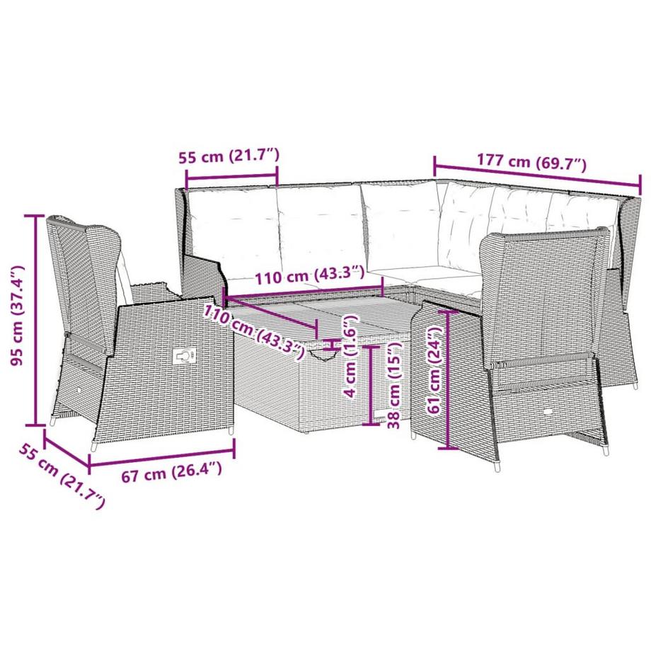VidaXL set salotti da giardino Polirattan  