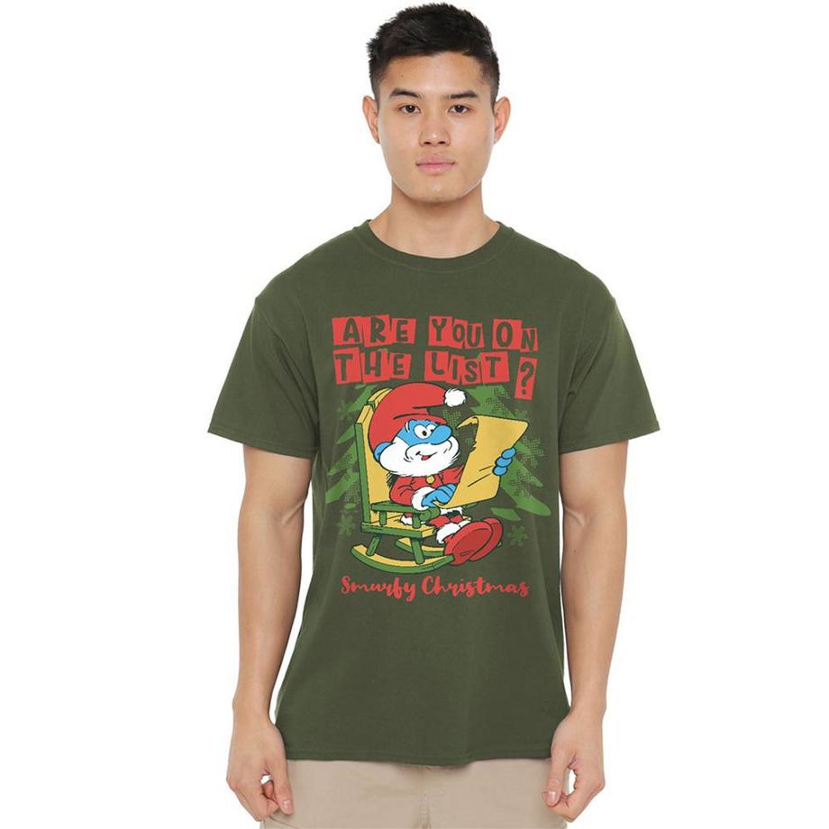 Les Stroumpfs  T-ShirtNoël Motif Grand Schtroumpf Are You On The List 