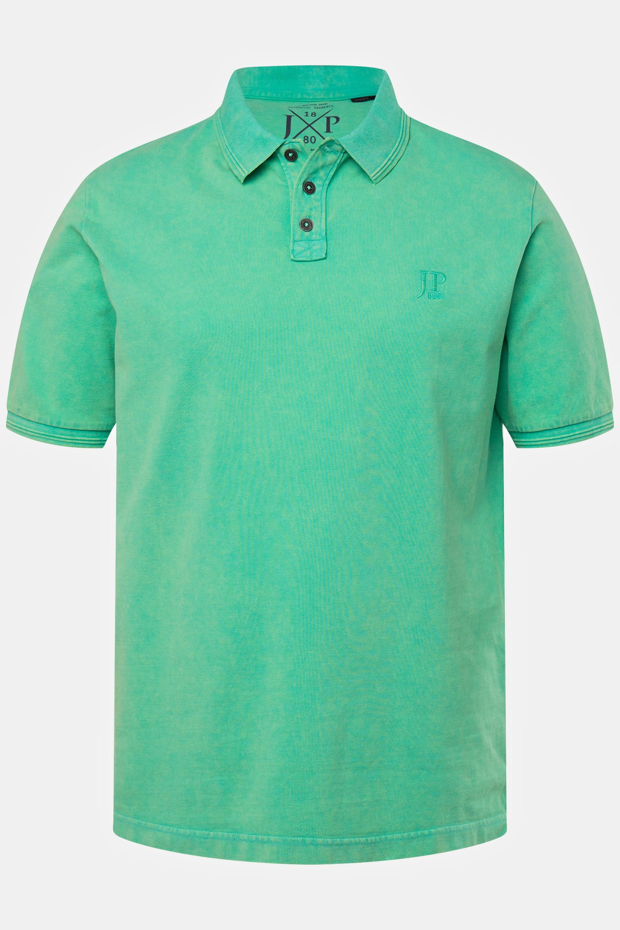 JP1880  Polo à manches courtes en maille piquée, style vintage bleu turquoise 