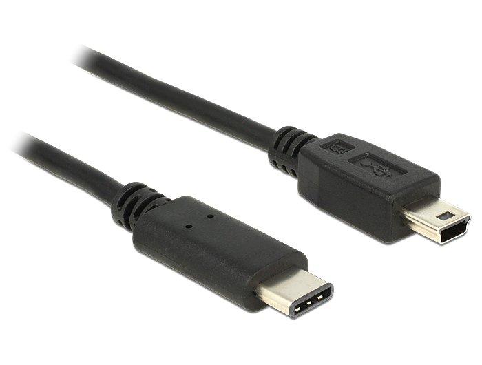 DeLock  0.5m, USB2.0-C/USB2.0 Mini-B cavo USB 0,5 m Mini-USB B USB C Nero 