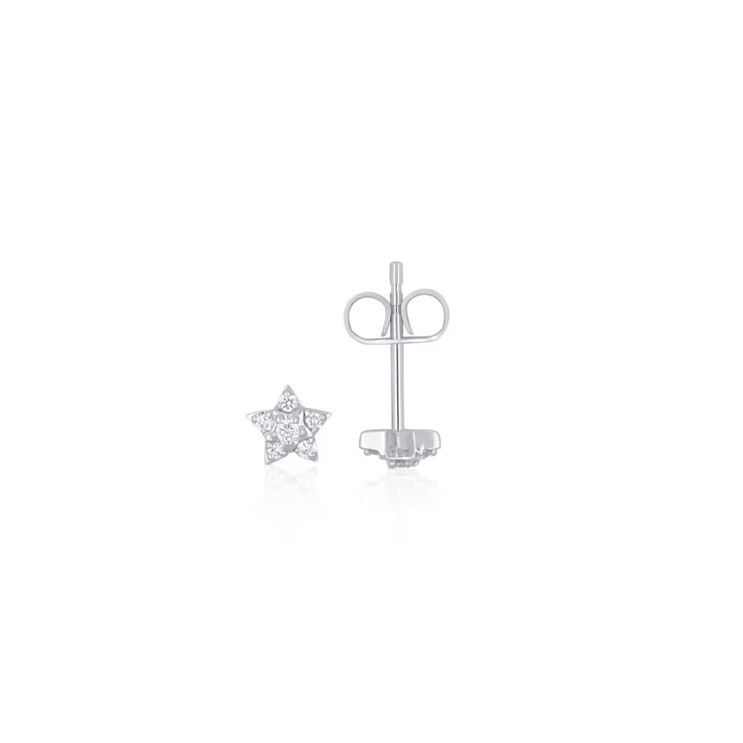 MUAU Schmuck - Diamantohrringe Weissgold 750 Sterne Brillanten 0.07ct. 5mm, One Size