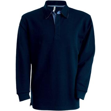 langärmeliges geripptes poloshirt french rib